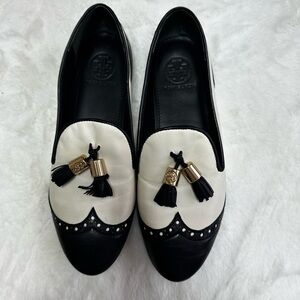 Tory Burch Two-Tone Black and White Flats